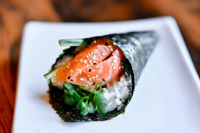 Salmon Hand Roll.